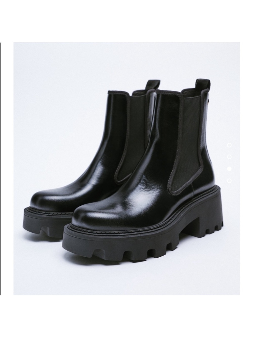 Zara Black Chunky Treaded Chelsea Lug Sole Boot